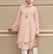 Women's Clothing Spring And Autumn Two Layer Design Shirt Round Neck Solid Color Elegant Holiday Party Top Turkish Robe_ecoleips.com