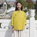 Spring 26 New Chinese Clothing, National Style Stand Collar, Asymmetrical Buttoning, Color Block, Plate Button Top,_ecoleips.com