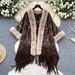 Women's Relaxed Retro Style Cardigan Fur Patchwork Knitwear Outerwear Casual High-End Shawl Cape Loose Stylish Winter_ecoleips.com