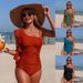 European American Style One Shoulder Women's Swimsuit 2026 New One Piece Factory Wholesale Nylon in Stock Amazon Style_ecoleips.com