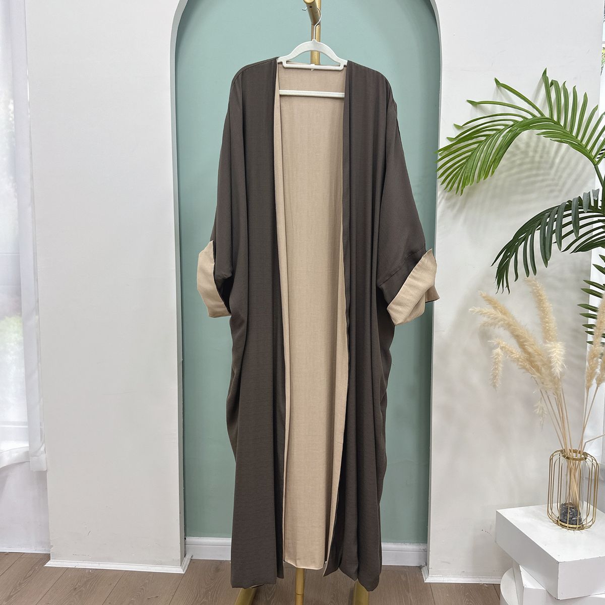Modest Abaya Dress Loriya LR736 Reversible Elegant Abaya Long Robe - Breathable Viscose, Modest Loose Fit, Versatile Wear For Women_ecoleips.com