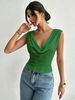 Summer New Swinging Neck Sleeveless T-shirt Waist Thin Versatile Short Top Women_ecoleips.com