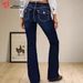Women's Slim Fit Flared Jeans Casual Flattering Long Pants Versatile European American Style Denim_ecoleips.com