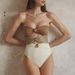 Women's Clothing Solid Color Gold Button Hollow One Piece Swimsuit Women's High Waist Slimming High End Bikini_ecoleips.com