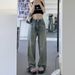 American Retro Distressed Jeans For Women, High-waisted, Slimming, Straight-leg, Wide-leg, Loose-fitting, Drapey,_ecoleips.com