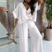 Women's Clothing V neck bat sleeve top casual pants set_ecoleips.com