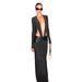 Women's Clothing Women's Sexy Deep V Hollowed Out Long Sleeve Faux Leather Patchwork Bodycon Dress Two Piece Style For Autumn_ecoleips.com