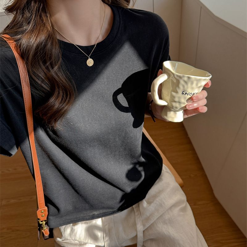 2026 Summer New Korean Version Loose Bat Sleeve Round Neck Short Sleeve T-shirt Women Wear Lazy Style, Simple Top_ecoleips.com