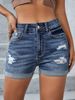2025s New Fashion Trendy Ripped Denim Shorts For Women High Waist Design Personality Versatile Cuffed Hem Jeans_ecoleips.com