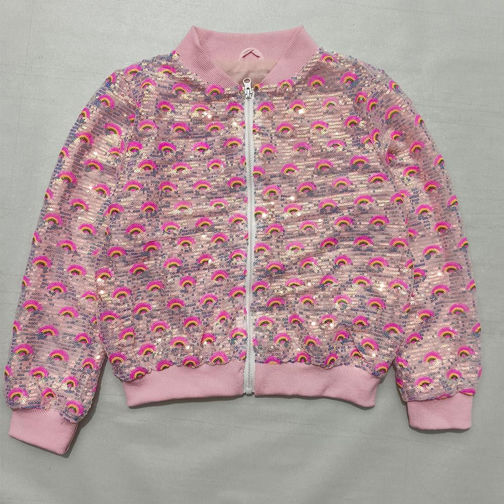 Girl's Sequin Embroidered Jacket - Trendy Dance Performance Top For Spring & Autumn (110-160cm)_ecoleips.com