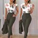 2024 New Casual Fashion Slim Fit Printed Ruffle Sleeve Single-Breasted Top Solid Color Pants With Belt Set For Women_ecoleips.com