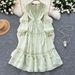 Women's Clothing Floral Lantern Sleeve Dress For Women Spring Hollow Hook Flower V Neck Design Light Luxury Temperament Long Dress_ecoleips.com
