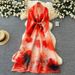 Loose Dress Fashionable Versatile Lapel Waist Cinching Belted Mid-Length Pleated Printed Coat_ecoleips.com