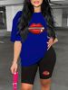 Summer Women's Casual Fashion Zipper Red Lip Print Loose T-shirt+shorts Two-piece Sportswear Suitable For Daily Wear-78_ecoleips.com