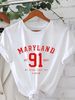 Women's Casual Round Neck Short Sleeve T-Shirt Multi-Color American Style Simple Fashionable Sports Top Solid Printed Loose Fit_ecoleips.com