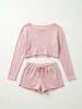 Ribbed Knit 2 Piece Set, Lightweight Breathable Outfit_ecoleips.com