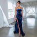 Elegant Slimming Split Tube Top Velvet Backless Dress For Women Formal Evening Party Dinner Gown_ecoleips.com