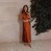 Women's Clothing Sexy Waist Halter Neck Slit Long Satin Sleeveless Dress Women_ecoleips.com