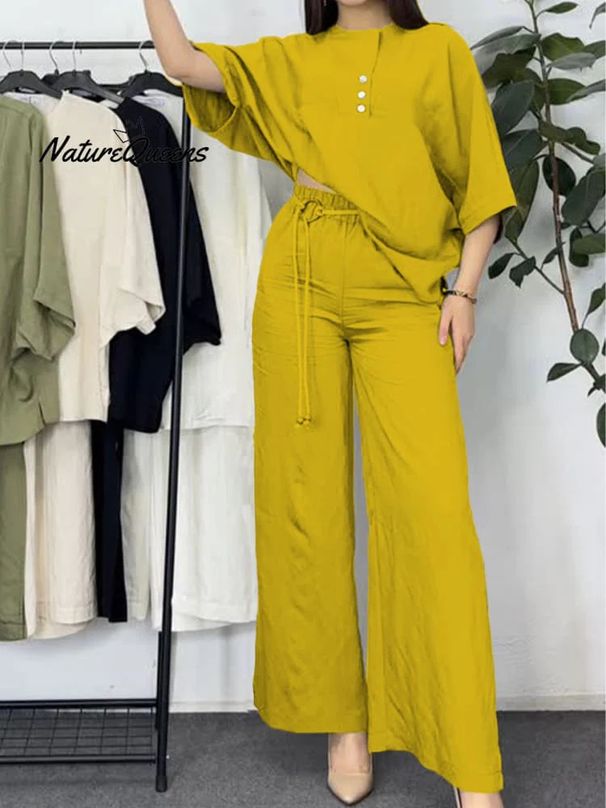 Women's Clothing Fashion Casual Loose Short Sleeved Suit_ecoleips.com