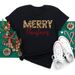 New Merry Christmas Tree Santa Claus Simple Round Neck White Plus Size Short Sleeve Women's T-Shirt_ecoleips.com