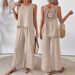 Solid Color Floral Back Suit Casual Fashion European American Style New Arrivals for Women's Pant Sets_ecoleips.com