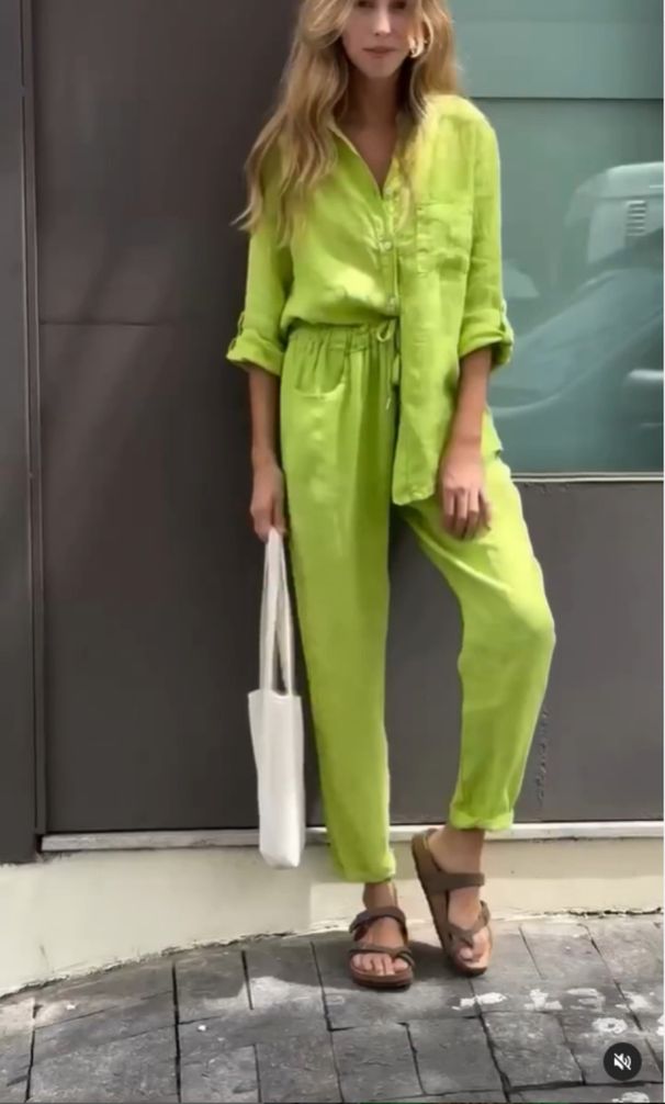 Women's Clothing Summer 2 Piece Set Large Size Cotton And Linen Shirt Set High Waist Loose Pocket_ecoleips.com