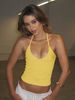 Hugcitar Solid Halter Backless Bandage Sexy Slim Crop Camis Top 2025 Summer Women Fashion Y2K Clothes Streetwear Festival Club_ecoleips.com