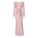 ng2510292 European And American Hot-Selling Women's Evening 2025 Summer New Fashion Elegant Slim Fit Round Neck Long Sleeve Dress_ecoleips.com