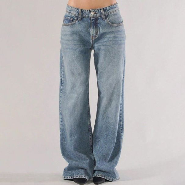 Women's Clothing 90s Vintage Low-Rise Baggy Jeans – Relaxed Fit Wide-Leg Denim Pants For Women (Light Blue)_ecoleips.com