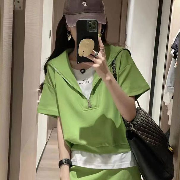 Plus Size 150kg High Waist Skirt For Women Summer Fat MM Casual Slimming Two-Piece Set_ecoleips.com