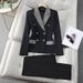 Women's Clothing houndstooth small suit jacket Women's Mid-length slim temperament suit jacket professional suit_ecoleips.com
