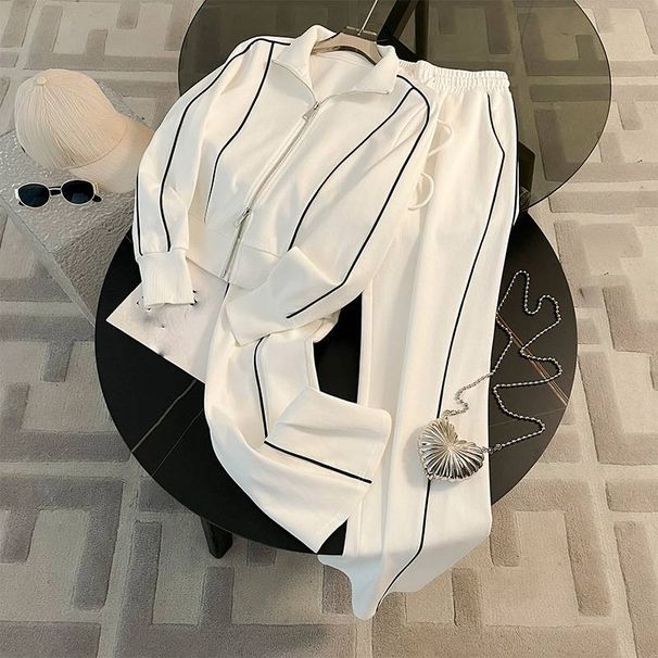 Women's Clothing Sports Casual Sweater Suit Autumn High Profile Wide Leg Pants Two Piece Suit_ecoleips.com