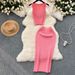 Women's Clothing Retro Hottie Style Suit For Women Summer Short Vest Top Versatile High Waist Skirt Knitted Two Piece Suit_ecoleips.com