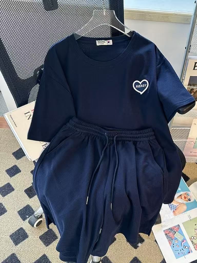Women's Clothing Sportswear Suit For Women Summer New Short Sleeved Shorts Campus Style Cute Girl Running Two Pieces_ecoleips.com