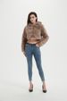 Trendy Hooded Faux Fur Jacket – Women’s Cropped Coat With Leather Trim (S-XXXL, Black & Khaki)_ecoleips.com