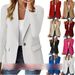 Women's Clothing Long Sleeve Blazer – Solid Color Open Front Cardigan Jacket For Fall (12 Colors)_ecoleips.com