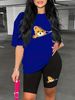 Summer Women's Casual And Fashionable Teddy Bear Cartoon Printed Loose T-shirt Shorts Two-piece Set Sportswear Suitable For Daily Wear-131_ecoleips.com
