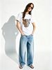 Trendy Dual Style Leopard Head Art Women T Shirt, Abstract Split Wild Feline Spot Print Round Neck Short Sleeve Aesthetic Daily Wear Tee_ecoleips.com