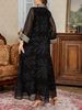 Middle East Spring And Autumn Women's Elegant High-end Beaded Embroidery Black Pullover Robe Dubai Saudi Traditional Clothing Long Sleeve Dress_ecoleips.com