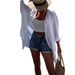 Women's Linen Blend Long Sleeve Shirt Casual Button down Top with Lapel Collar for Spring Summer_ecoleips.com