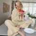 European And American Cross-Border New Satin Loose Lace Sleeve Long Pants Pajamas Two-Piece Set Autumn Women's_ecoleips.com