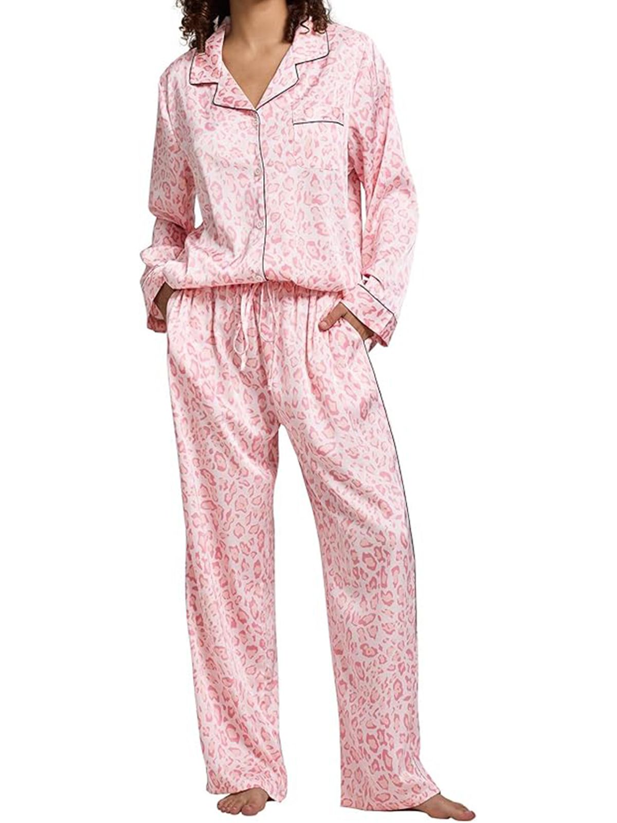 Women's Long Sleeved Printed Home Wear Trousers Set Comfortable Casual Autumn Fashion Front Opening Design_ecoleips.com