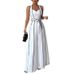 Women's Striped Sleeveless V Neck Jumpsuit Black And White Color Block Wide Leg Relaxed Everyday Wear Comfortable Feshion_ecoleips.com