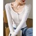 2025 Button Down Bottom Shirt For Women's Autumn/Winter 2025 New Outside To Show Off Thinness, Worn On The Ide Long_ecoleips.com