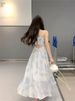 Summer Floral Print Chiffon Halter Dress Set Women's Knitted Cardigan Outerwear Two-Piece Suit Korean Style Commute Fashion_ecoleips.com