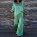 Women's Clothing Plus Size Casual V Neck Pullover Top Multi Color Short Sleeve Length Pants Suit_ecoleips.com