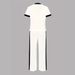 Women's Casual Sporty Two-Piece Set Short Sleeve Top Comfortable Pants Black White-1_ecoleips.com