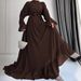Women’s Clothing Muslim New Chiffon Solid Color Long Belt Fashion Elegant Dress_ecoleips.com