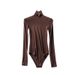 Women's Clothing Long Sleeved High Necked Ribbed Shirt Elastic Slim Fitting Versatile Top Trend_ecoleips.com