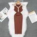 Women's Clothing New Polo Collar Contrast Color Slim Dress Knitted Slim Hip Skirt_ecoleips.com